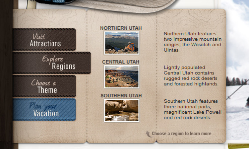 Utah-travel-navigation in Showcase Of Modern Navigation Design    Trends