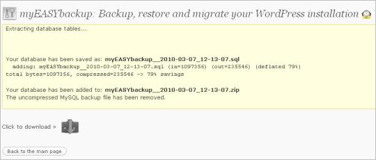 WordPress backup