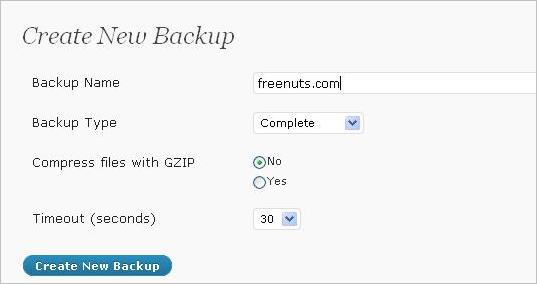 WordPress backup