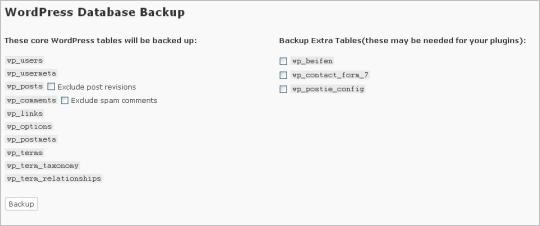 WordPress backup