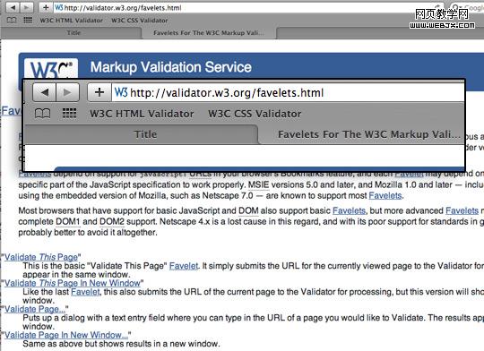 Safari W3C Validation Favelets