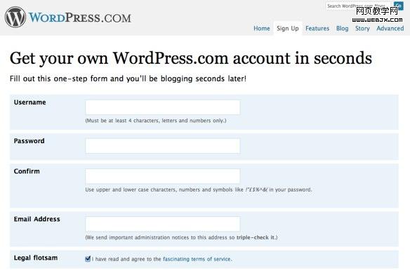 WordPress signup process