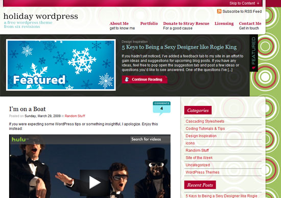 Holiday WordPress screen shot.